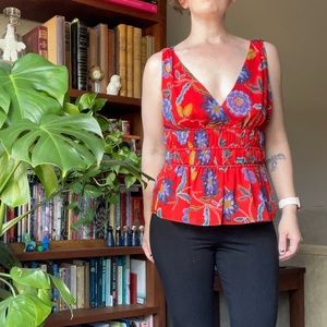 Rebecca Minkoff red floral tank blouse